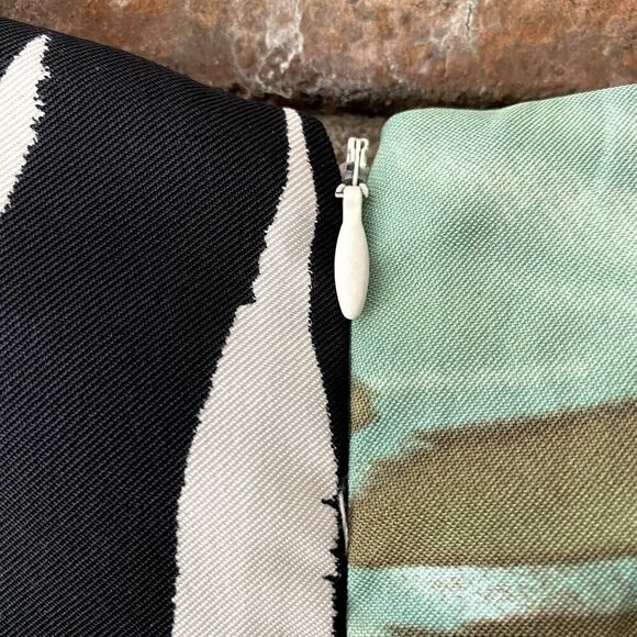 Dressbarn Abstract Print Layered Ruffle Sleeveless Dress Black Green 16 - Picture 10 of 10